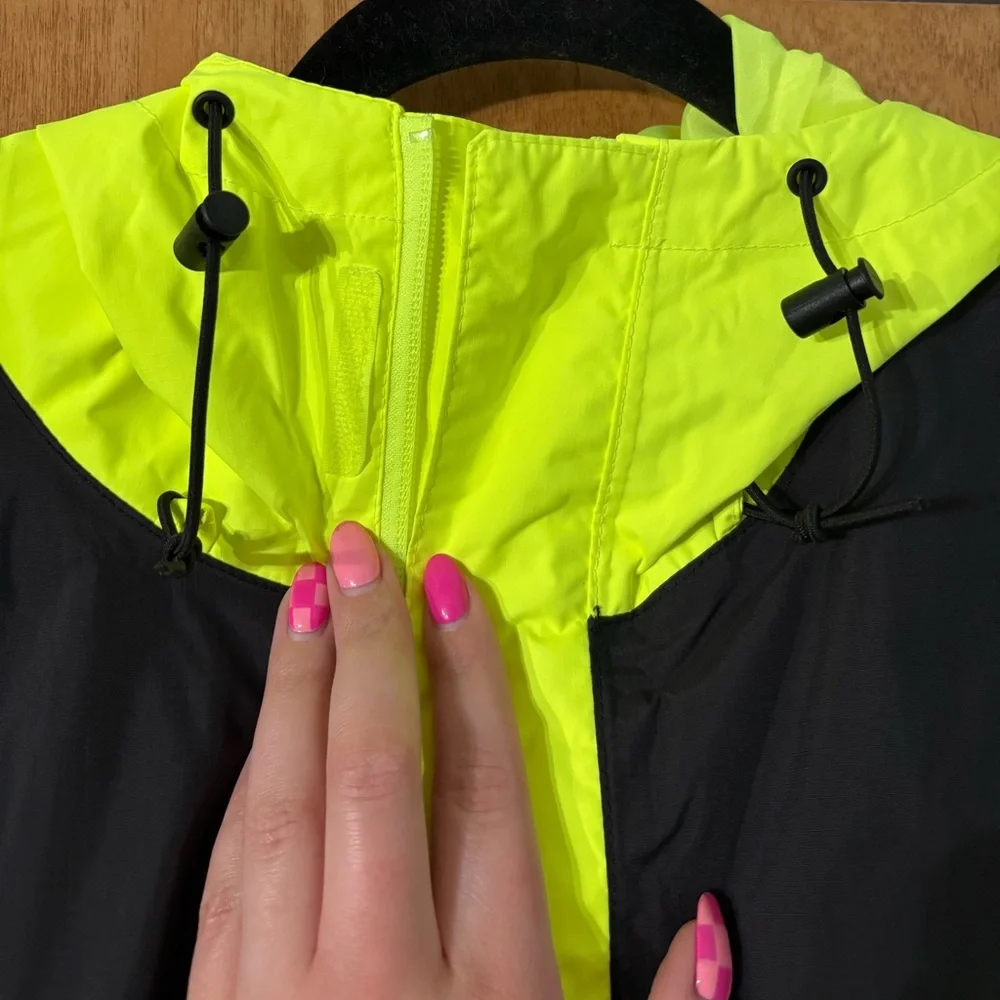 The North Face Neon Yellow and Black Windbreaker Coat